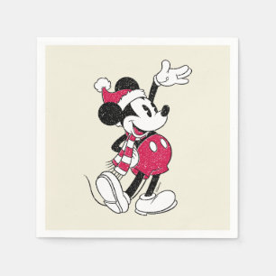 Merry Christmas   Mickey Mouse Vintage Santa Claus Napkin