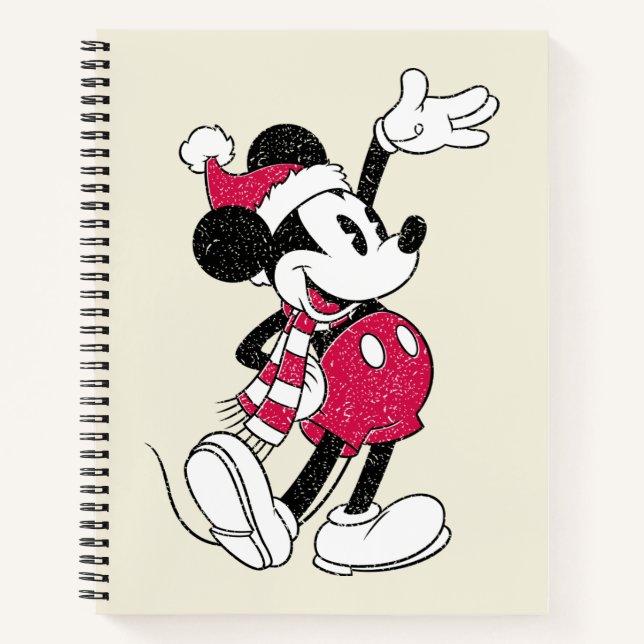 Merry Christmas | Mickey Mouse Vintage Santa Claus Notebook (Front)