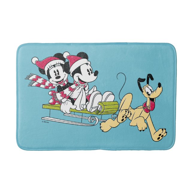 Merry Christmas | Mickey Mouse Winter Sled Bath Mat (Front)