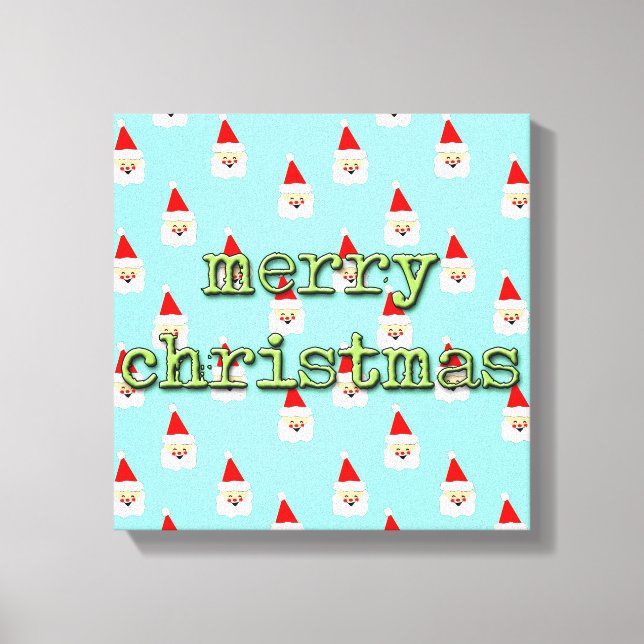 merry christmas mid century modern santa claus canvas print (Front)