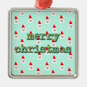 merry christmas mid century modern santa claus metal ornament