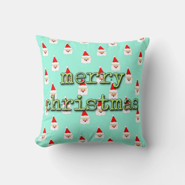 merry christmas mid century modern santa claus throw pillow (Front)