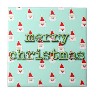 merry christmas mid century modern santa claus tile