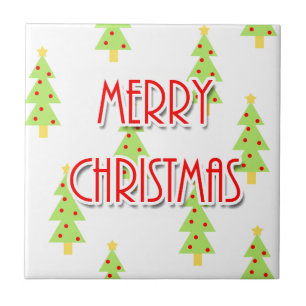 merry christmas mid century modern trees tile