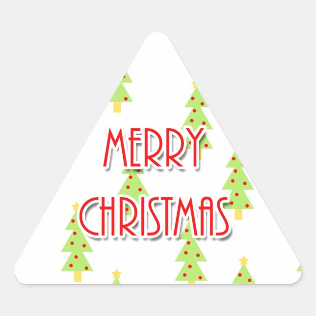 merry christmas mid century modern trees triangle sticker (Front)
