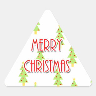 merry christmas mid century modern trees triangle sticker