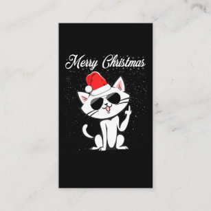 Merry Christmas Middle Finger Rude Xmas Cat Ugly Business Card