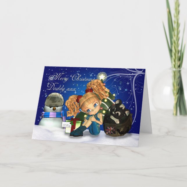 Merry Christmas Military Daddy UK Holiday Card (Front)