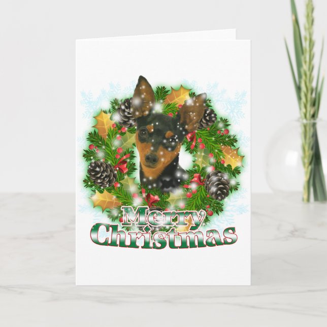 Merry Christmas Min Pin Holiday Card (Front)
