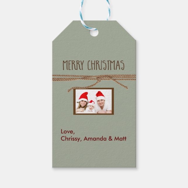 Merry Christmas Mini Photo Gift Tags (Front)