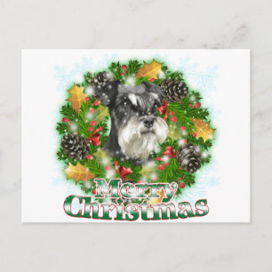 Merry Christmas Miniature Schnauser Holiday Postcard