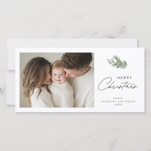 Merry Christmas Minimal Holiday Bouquet Card (Front)