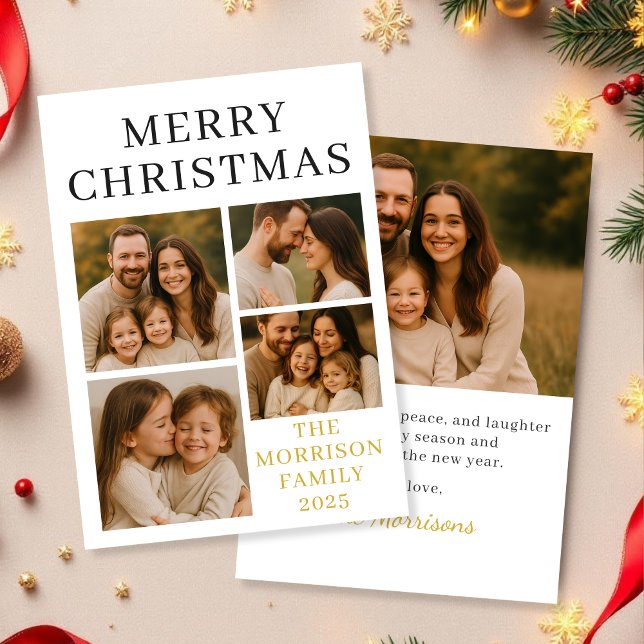 Merry Christmas Minimal Luxury Photo Holiday Card (Creator Uploaded)