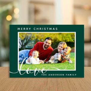Merry Christmas Minimal Simple Family Photo  Holiday Card
