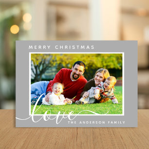 Merry Christmas Minimal Simple Family Photo Holiday Card