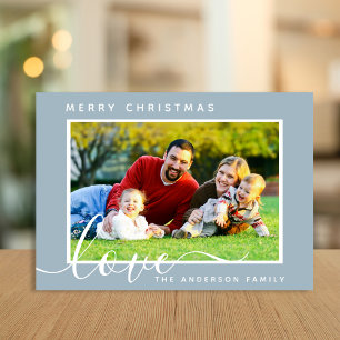 Merry Christmas Minimal Simple Family Photo Holiday Card