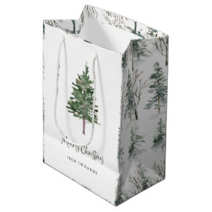 Merry Christmas   Minimal Simple Pine Medium Gift Bag