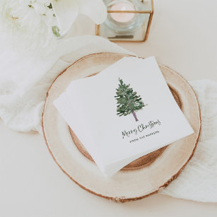 Merry Christmas   Minimal Simple Pine Napkin