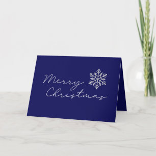 Merry Christmas Minimalist Blue and White Holiday Card