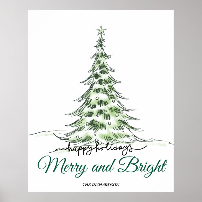 Merry Christmas | Minimalist Holiday Tree Script Poster (Front)
