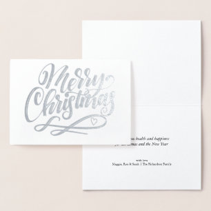 Merry Christmas Minimalist Luxury Silver Foil Card