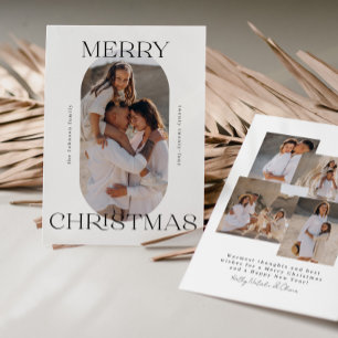 Merry Christmas Minimalist Modern Script Photo Holiday Card