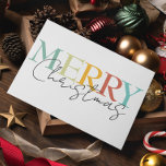 Merry Christmas Minimalistic Colourful Simple  Card<br><div class="desc">This design may be personalized by choosing the Edit Design option. You may also transfer onto other items. Contact me at colorflowcreations@gmail.com or use the chat option at the top of the page if you wish to have this design on another product or need assistance. See more of my designs...</div>