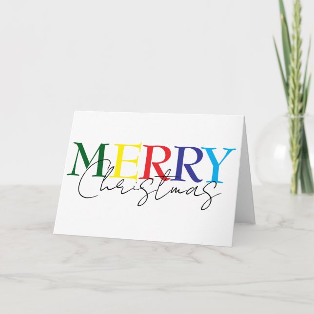 Merry Christmas Minimalistic Colourful Simple  Card (Front)