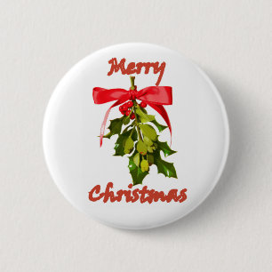 merry christmas mistletoe 2 inch round button