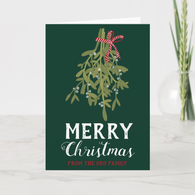MERRY CHRISTMAS Mistletoe Botanical Handmade Custo Card (Front)