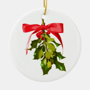 Merry Christmas mistletoe Ceramic Ornament