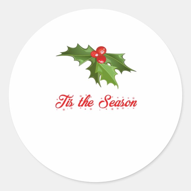 Merry Christmas Mistletoe Classic Round Sticker (Front)