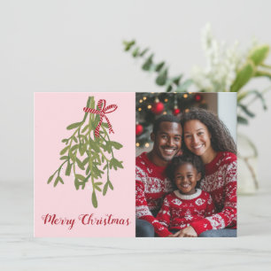 Merry Christmas Mistletoe CUSTOM PHOTO Holiday Card