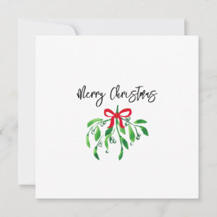 MERRY CHRISTMAS Mistletoe Festive Holiday Kiss Card