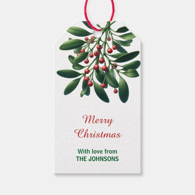 Merry Christmas Mistletoe Gift Tags (Front)
