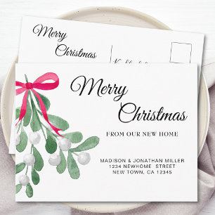 Merry Christmas Mistletoe Moving Announcement Postcard