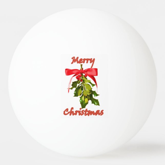 Merry  Christmas mistletoe Ping Pong Ball (Front)