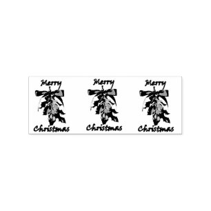 merry christmas mistletoe rubber stamp