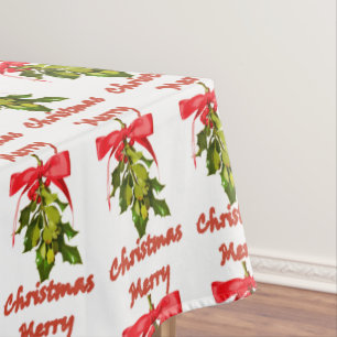 merry christmas mistletoe tablecloth