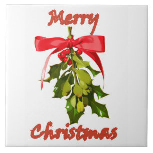 merry christmas mistletoe tile