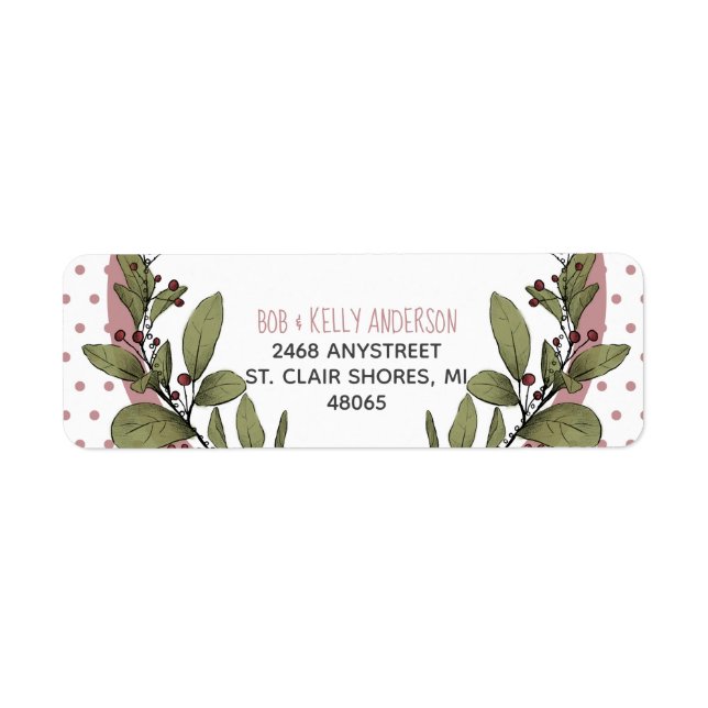 Merry Christmas Mistletoe Wreath  Return Address   (Front)