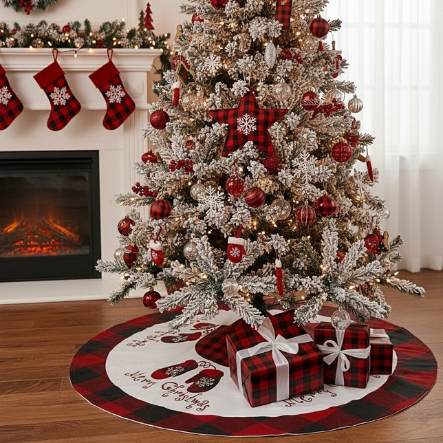Merry Christmas mittens Brushed Polyester Tree Skirt (Creator Uploaded)