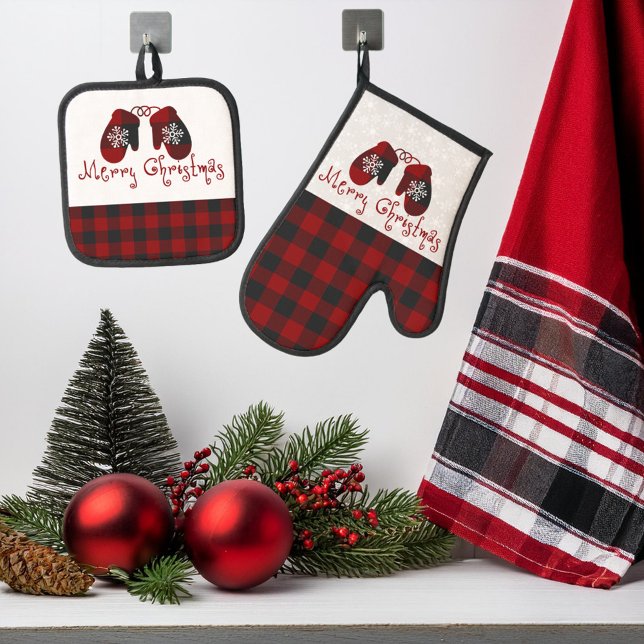Merry Christmas mittens Oven Mitt & Pot Holder Set (Creator Uploaded)