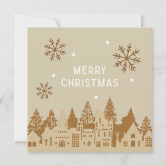 Merry Christmas Mod Village Yellow Holiday Card