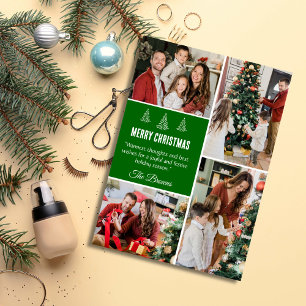 Merry Christmas modern 4 family photo cute simple  Holiday Card