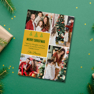 Merry Christmas modern 4 family photo cute simple Holiday Card