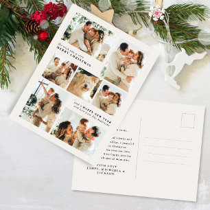 Merry Christmas Modern 7-Photo Collage Holiday Postcard