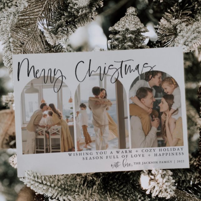 Merry Christmas Modern Arch Photo Holiday Cards (Creator Uploaded)