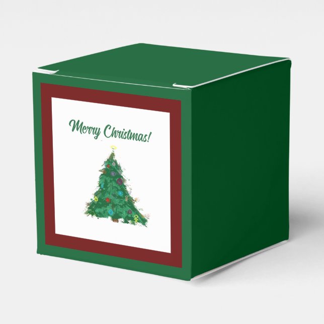 Merry Christmas Modern Art Cute Tiny Tree Favor Box (Front Side)