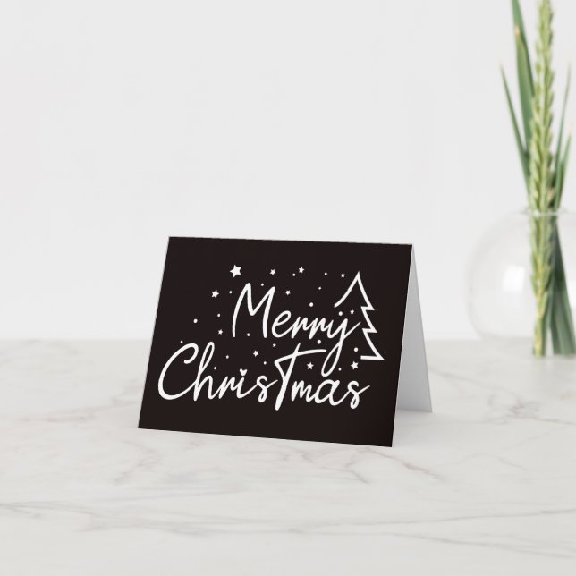 Merry Christmas modern black greeting card (Front)